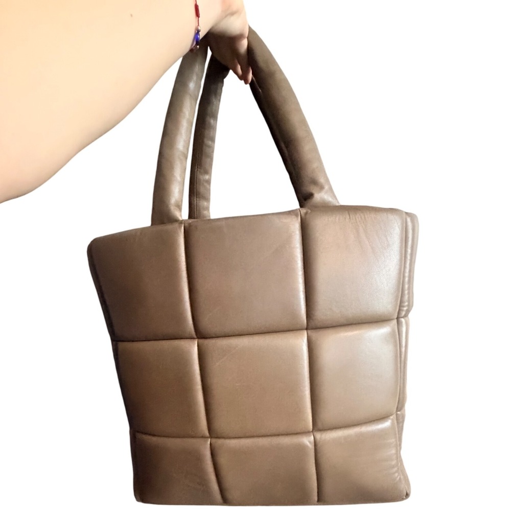 STAND STUDIO Assante Bag Sea Turtle‎ Lamb Moss Quilted Puffy Tote
